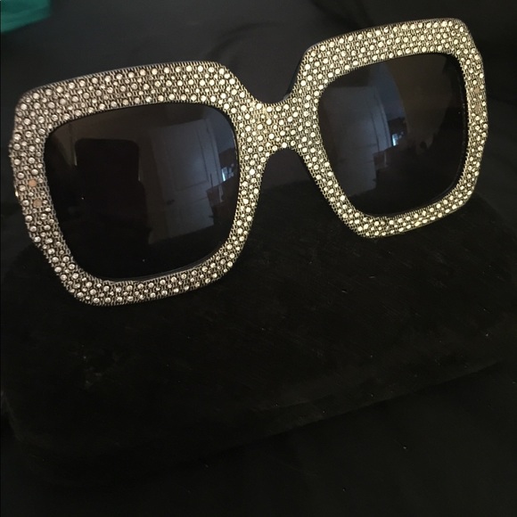 gucci oversized crystal sunglasses